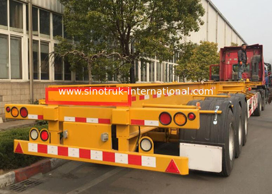 Rimorchio del camion del contenitore di caricamento di auto dell'asse della gru montato camion 3 di giallo 40ft