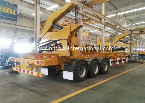 Rimorchio del camion del contenitore di caricamento di auto dell'asse della gru montato camion 3 di giallo 40ft