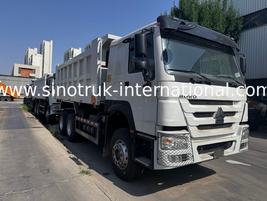 Motore SINOTRUK 371HP 6 × 4 LHD HOWO Autocarro con cassone ribaltabile Bianco 19-20CBM Sollevamento centrale