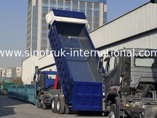 Sinotruk HOHAN Nuovo HOWO 8X4 Dump Truck 371hp H77L Cabina Blu Con telone elettrico RHD
