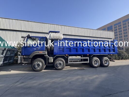 Sinotruk HOHAN Nuovo HOWO 8X4 Dump Truck 371hp H77L Cabina Blu Con telone elettrico RHD