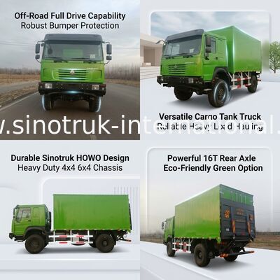 Autocarro pesante SINOTRUK con trazione 4X4 LHD, cassone da carico da 5000*2300*2300 mm e capacità dell'assale posteriore di 16T per il trasporto di carichi pesanti