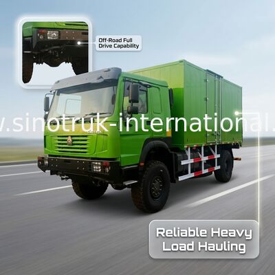 Autocarro 4X4 LHD con cassone merci da 5000*2300*2300 mm e assale posteriore da 16T per trasporto pesante