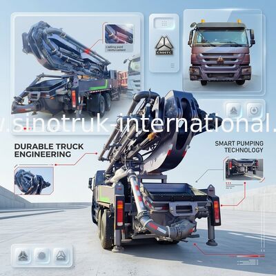High Rise Mastery HOWO 380HP Smart Pump Trucks 52m Boom 6x4 Trazione per versamento verticale senza pari
