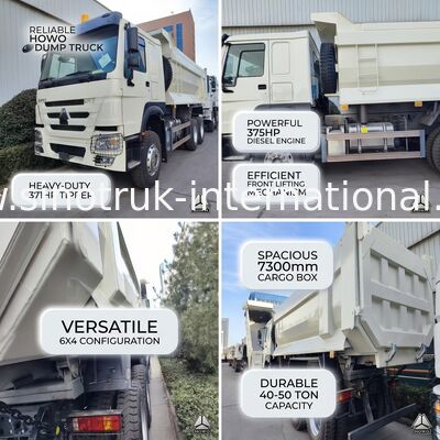 Durable HOWO 6×4 371HP 20CBM White Dump Truck con corpo in acciaio ad alta resistenza per lavori pesanti
