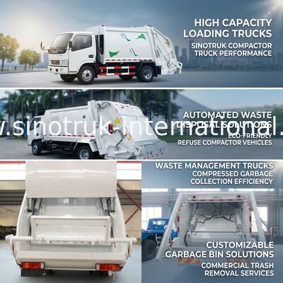 Grandi camion della gestione dei rifiuti solidi di capacità di carico con la scatola della raccolta