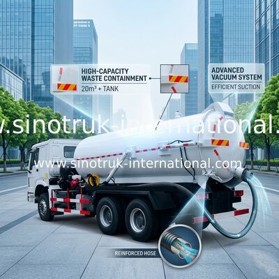 Vacuum l'autocisterna di vuoto del veicolo 15-18CBM RHD di aspirazione con la rete di tubazioni