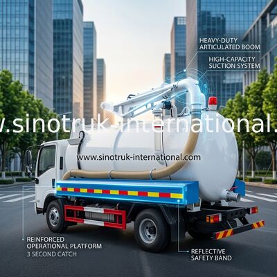 Camion di aspirazione delle acque luride di SINOTRUK HOWO per impresa 5-6CBM LHD 4X2 Euro2 di risanamento