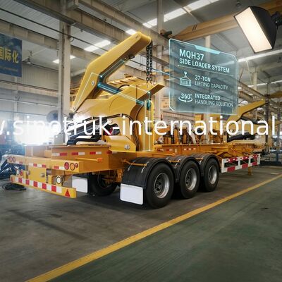 Rimorchio del camion del contenitore di caricamento di auto dell'asse della gru montato camion 3 di giallo 40ft