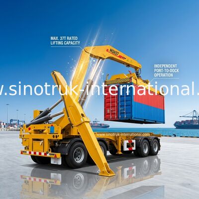 Il camion dello SGS montato Cranes l'attrezzatura per il rimorchio dei semi di 3 assi che di sollevamento il contenitore di 40ft