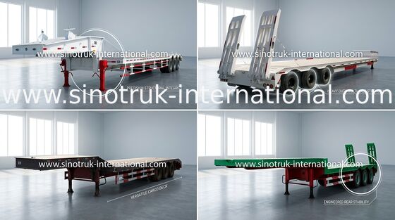 75 tonnellate di autoarticolato di 17m Lowbed, tri rimorchi della base dei semi dell'asse
