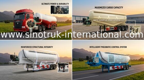 Asse di SINOTRUK 3 48500 litri del cemento di autoarticolati in serie del carro armato una capacità di carico di 50 - 80 tonnellate