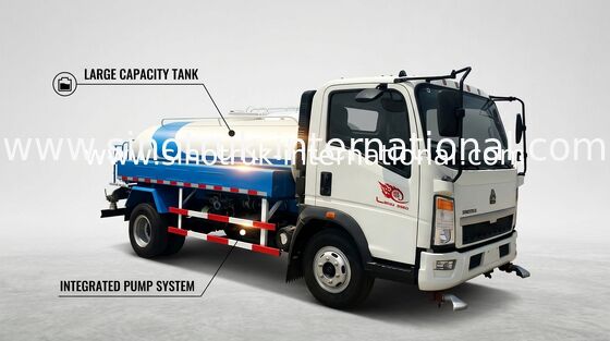 Camion di serbatoio di acqua del veicolo leggero di SINOTRUK HOWO 5-8CBM per la strada Flessinga