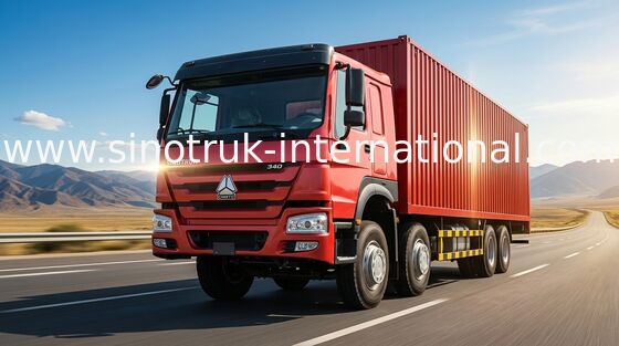 camion commerciale rosso del contenitore di carico 336HP dell'euro 2 di 8X4 LHD 30-60 tonnellate