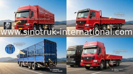 12 camion del corpo del palo del carico delle ruote LHD Euro2 336HP/camion contenitore del bestiame