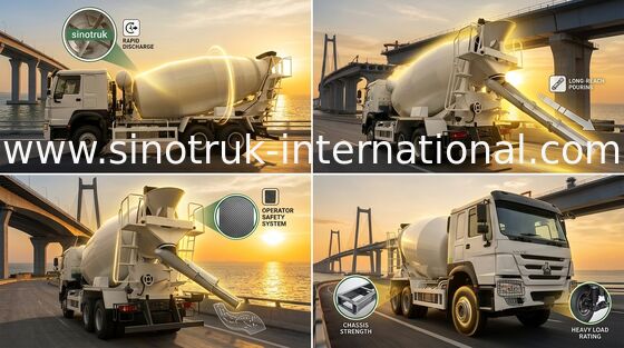 HOWO SINOTRUK Camione miscelatore di calcestruzzo 10CBM 371HP 6X4 LHD Stabile ed efficiente