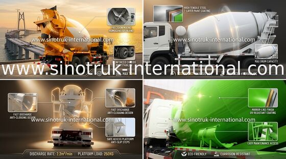 Il camion mobile SINOTRUK HOWO 10CBM RHD 10 della betoniera spinge il motore 336HP