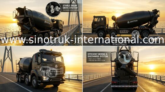 NEW HOWO HOHAN SINOTRUK Camione miscelatore di calcestruzzo Nero 10CBM 380HP 8X4 RHD