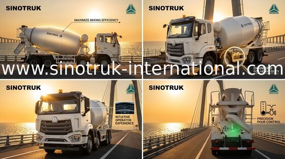 Camion 10CBM bianco 380HP 8X4 RHD della betoniera di HOWO SINOTRUK