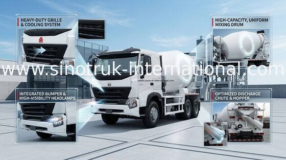 Camion concreto 10CBM 371HP 6X4 LHD della pompa dell'attrezzatura A7 della betoniera