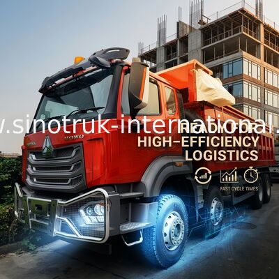 Super cuscinetto HOWO 8×4 Red Tipper. Potenza 371 CV, 27 CBM Grande capacità, 80 ¢ 100 tonnellate di trasporto pesante.