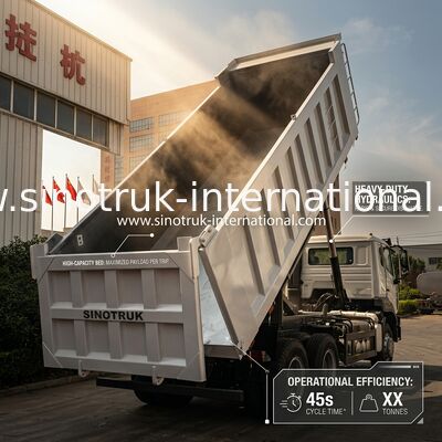 SINOTRUK HOHAN Howo Tipper Dump Truck Medio sollevamento Motore Weichai 6 × 4 LHD Cartone rettangolare Bianco 19-20CBM