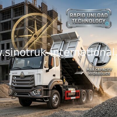 2 passeggeri Sinotruk Hohan Tipper Dump Truck Weichai Motore 6 × 4 LHD 380HP Con tipo di trasmissione manuale