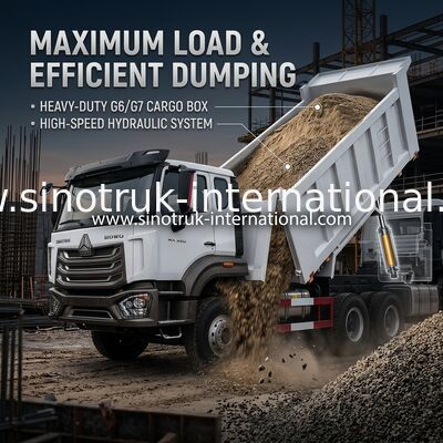 SINOTRUK HOHAN HOWO 380HP LHD Tipper Dump Truck 6X4 Box di carico a disegno