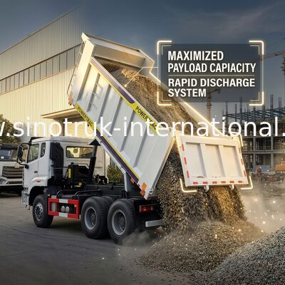 Sinotruk Howo / Hohan 6×4 Tipper Dump Truck 10 ruote Corpo di carico rettangolare 20CBM Colore bianco