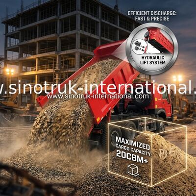 Sinotruk Howo Tipper Dump Truck 6 × 4 Lhd 10 Ruote Ghost Face Bumper Pneumatici minerari