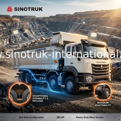 Sinotruk Hohan Nuovo HOWO Tipper Dump Truck N7 6 × 4 10 Ruote 380 HP RHD U Tipo Tarpaulin Automatico