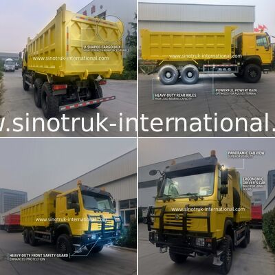 Sinotruk Howo Tipper Dump Truck 6 × 6 a trazione integrale con 14.00R20 pneumatico singolo 380 CV