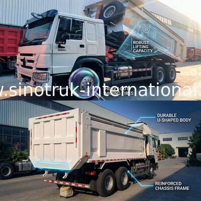 Sinotruk Howo Tipper Dump Truck 400Hp 6 × 4 U-Shaped Tray con telone automatico