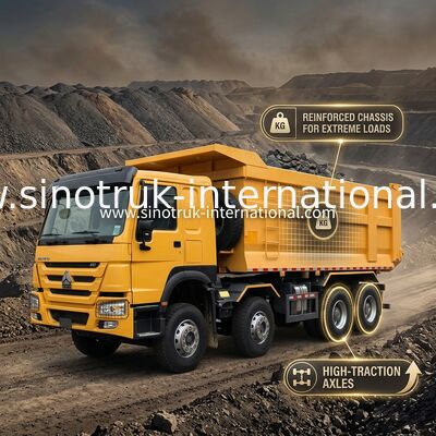 Sinotruk Howo Tipper Dump Truck 8 × 4 Lhd 12 ruote U shape tipper body Euro 2