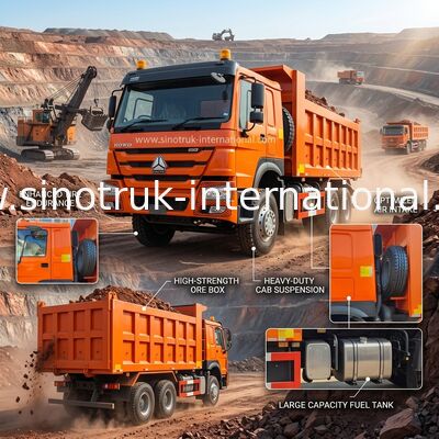 400 HP Orange HOWO Tipper Truck RHD 6×4 10 Ruote Alta potenza
