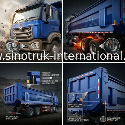 RHD 8×4 10 ruote 380 HP Blu HOWO Tipper Truck Alta potenza