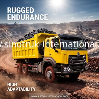Sinotruk Tipper Dump Truck NX 6 × 4 10 Ruote Weichai 380 HP Grande vassoio