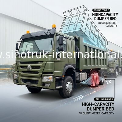 RHD 6×4 10 ruote ZZ3257V3847B1R 400 CV Green HOWO Tipper Truck Alta potenza