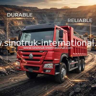 SINOTRUCK Howo Tipper Dump Truck 380 HP 6 × 4 20CBM Box 10 Ruote Ferro angolo di frantumazione