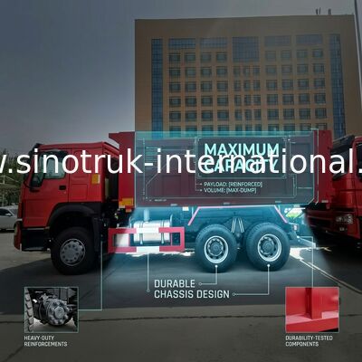 SINOTRUK HOWO Tipper Dump Truck RHD 6×4 336HP nel colore rosso