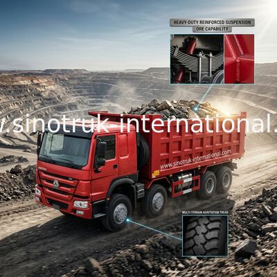 Ruote rosse dell'autocarro con cassone ribaltabile di SINOTRUK HOWO 8X4 400hp 12