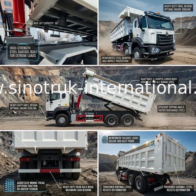 Ruote HOWO bianco Tipper Dump Truck High Horsepower 371HP di LHD 8×4 12