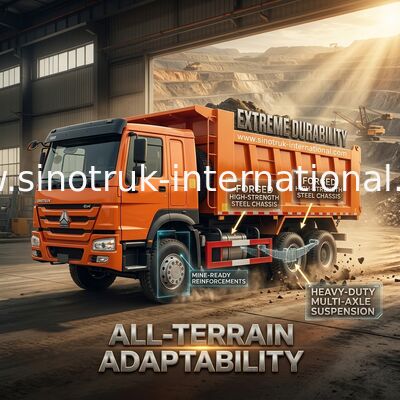 Sinotruk Howo Tipper Dump Truck Weichai 380Hp 6 × 4 5200 - 5800mm Per l'esportazione