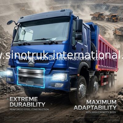 AUTOCARRO CON CASSONE RIBALTABILE BLU DEL RIBALTATORE DI SINOTRUK HOWO 400HP 8×4 LHD