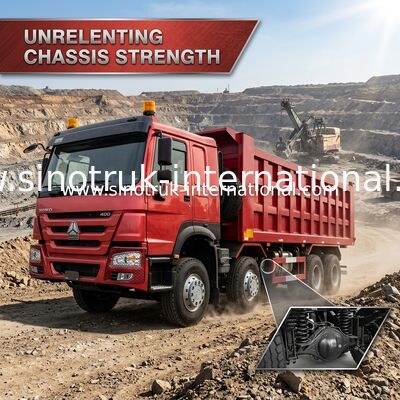 AUTOCARRO CON CASSONE RIBALTABILE ROSSO DEL RIBALTATORE DI SINOTRUK HOWO 400HP 8×4 LHD