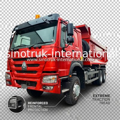LHD 6×6 10 ruote ZZ3257V4357B1R 380HP Rosso a trazione integrale HOWO Tipper Truck Alta potenza a cavalli Basso consumo di carburante