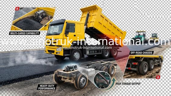 Autocarro con cassone ribaltabile di 371HP LHD SINOTRUK HOWO 6x4 per l'estrazione mineraria facendo uso di