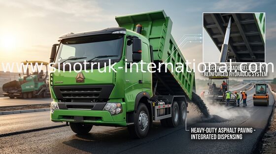 HOWO tonnellate del ribaltatore di A7 30 - 40 dell'autocarro con cassone ribaltabile RHD 6X4 dell'aria della sospensione di colore verde del limone