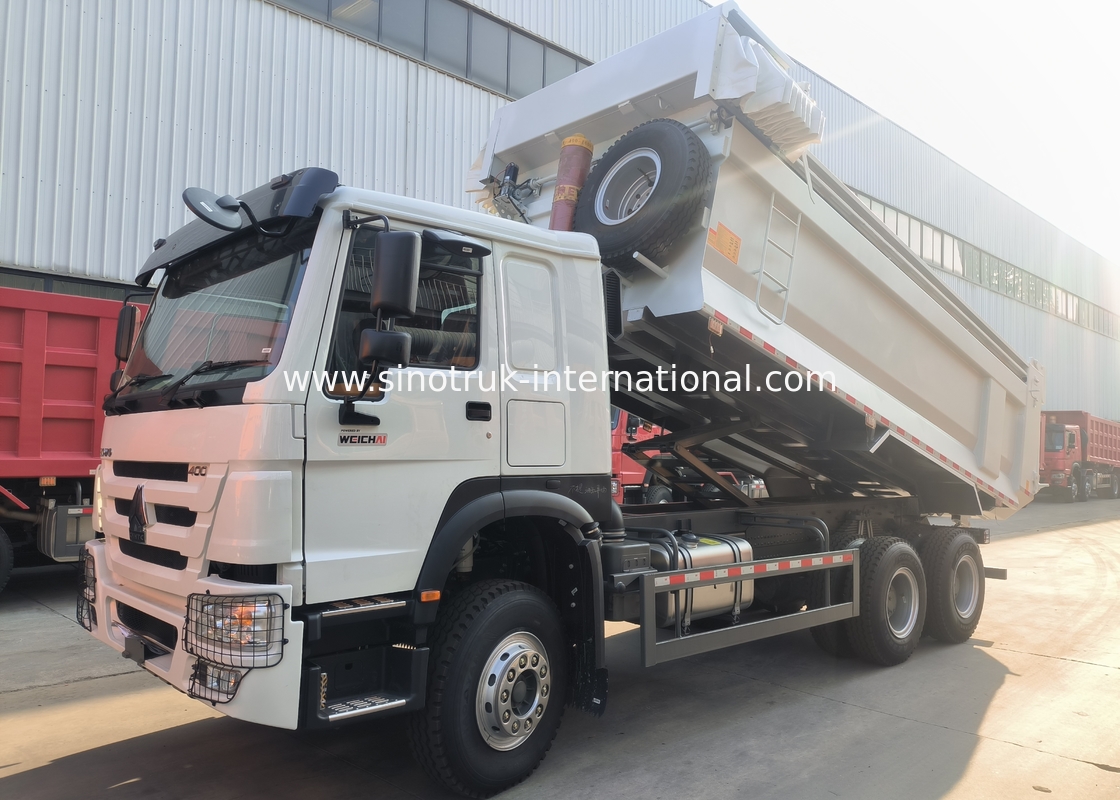 Sinotruk Howo Tipper Dump Truck 400Hp 6 × 4 U-Shaped Tray con telone automatico