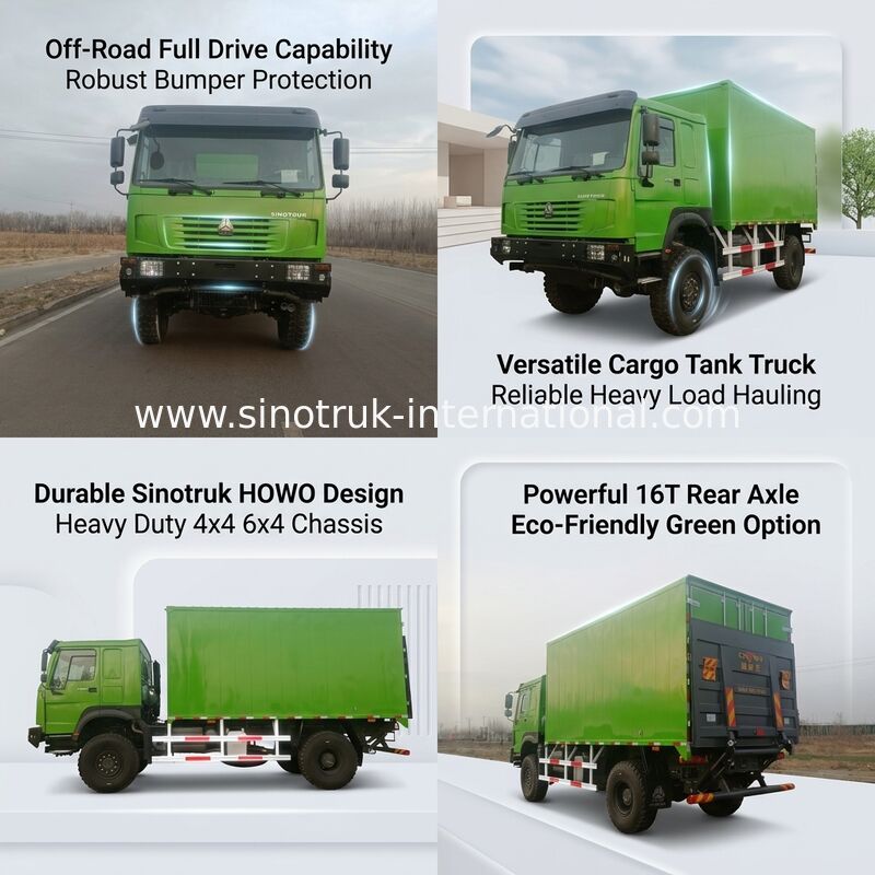 Autocarro pesante SINOTRUK con trazione 4X4 LHD, cassone da carico da 5000*2300*2300 mm e capacità dell'assale posteriore di 16T per il trasporto di carichi pesanti